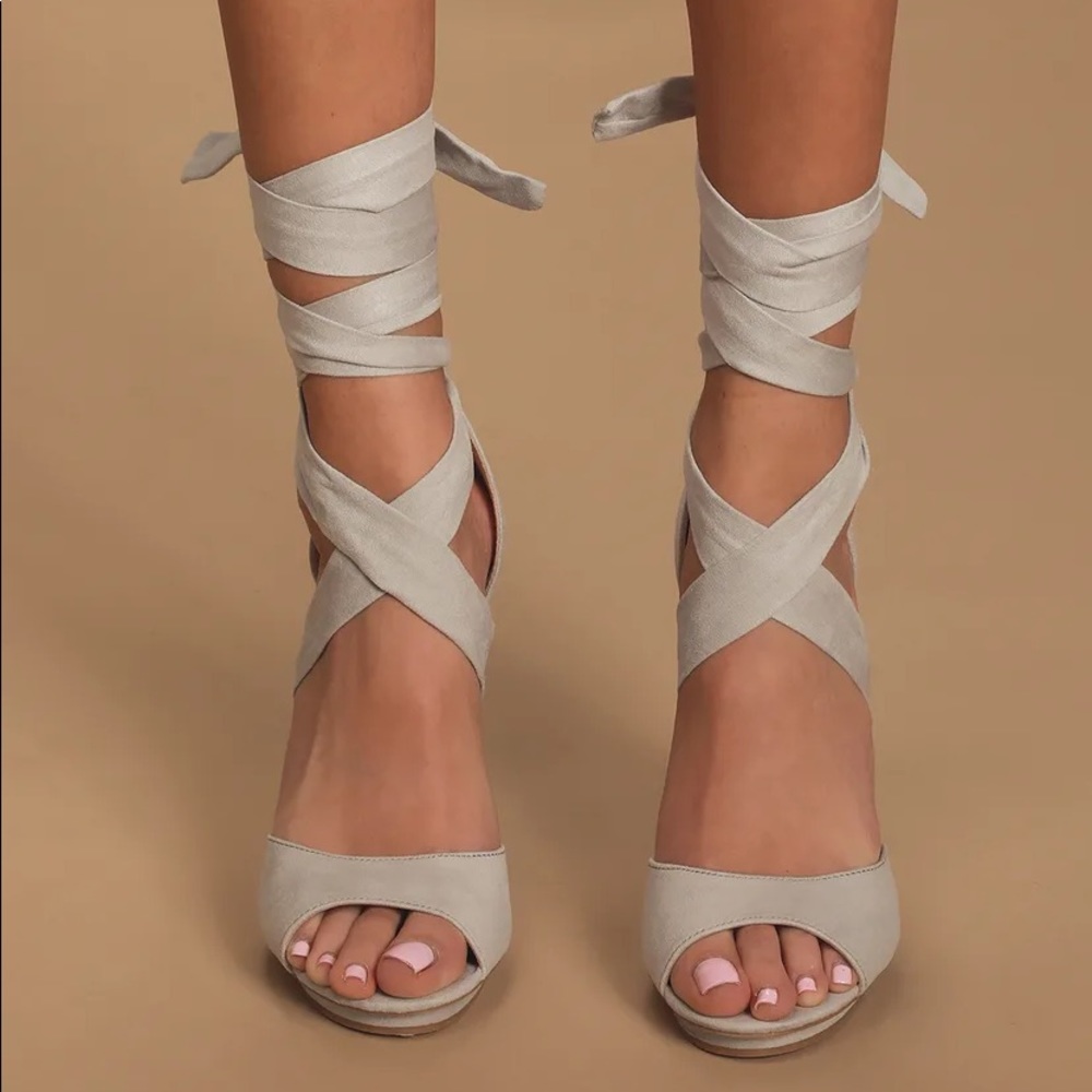 Lulus Lace up Platform Heels